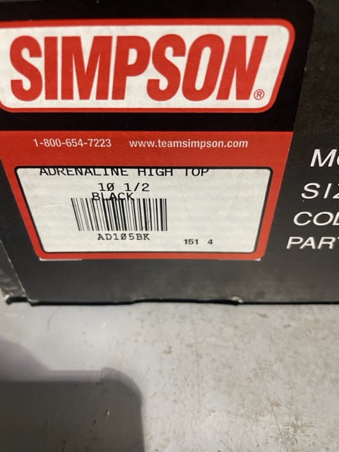 Simpson Adrenaline High Top Black Size 10.5